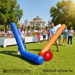 хоккей синий оранжевый огромный